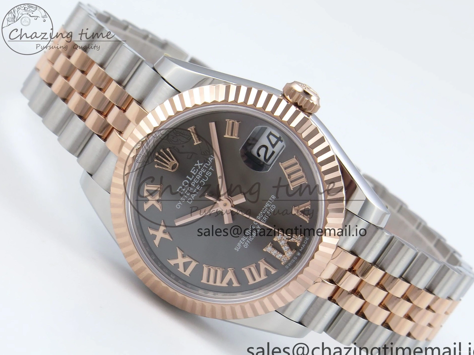 0106 StreetReady DateJust 31 278271 ARF 1:1 Best Edition 904L Steel Gray Roman Diamonds Dial on SS RG Jubilee Bracelet ETA 516